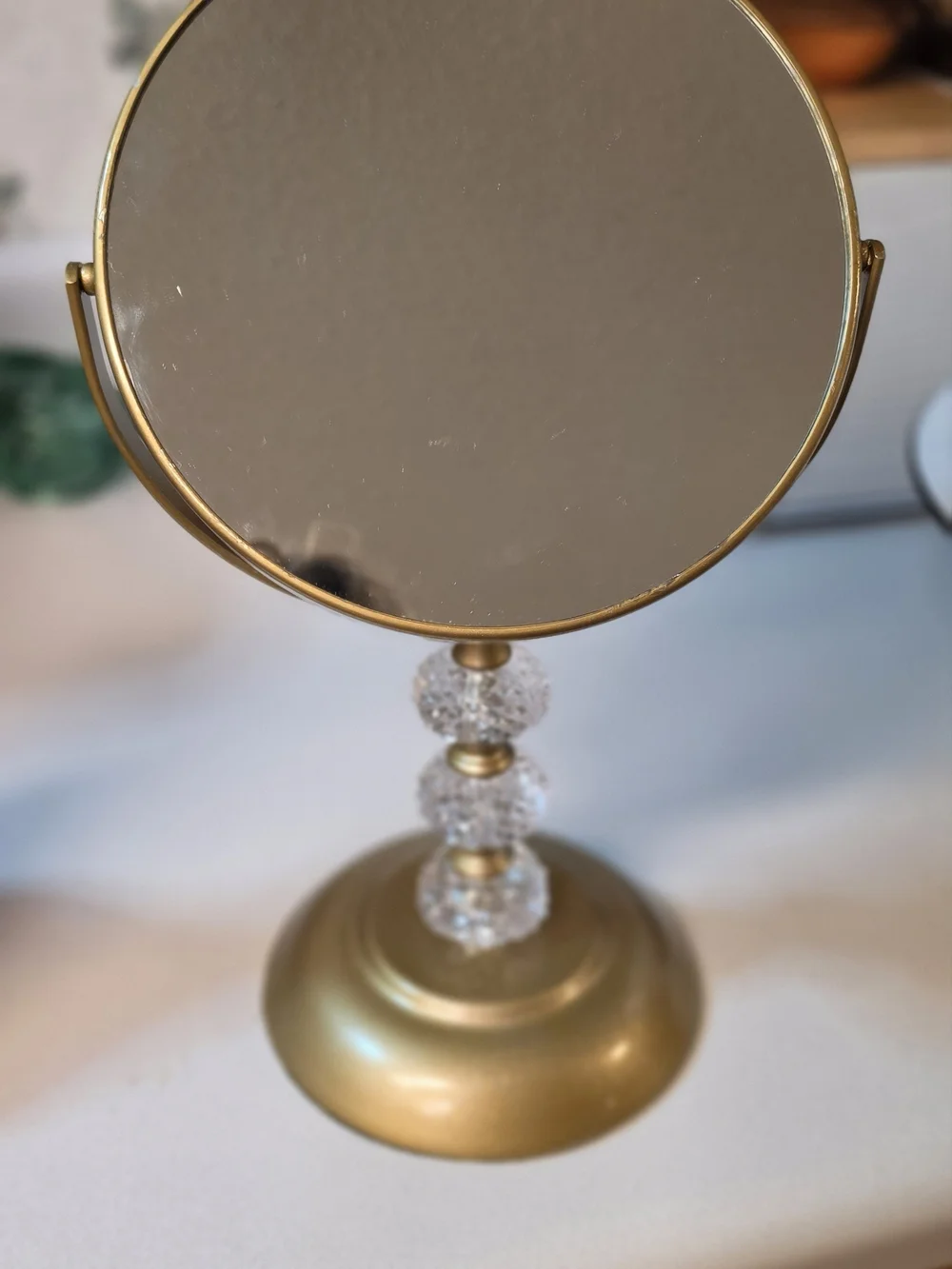 Glamourous Gold Vanity Makeup Mirror with Crystal Accents Quiet Luxury